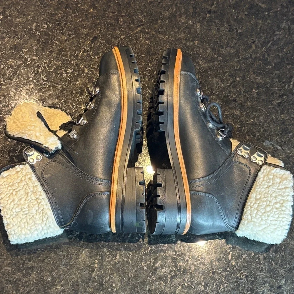 Marc Fisher Black and Cream Winter Boots